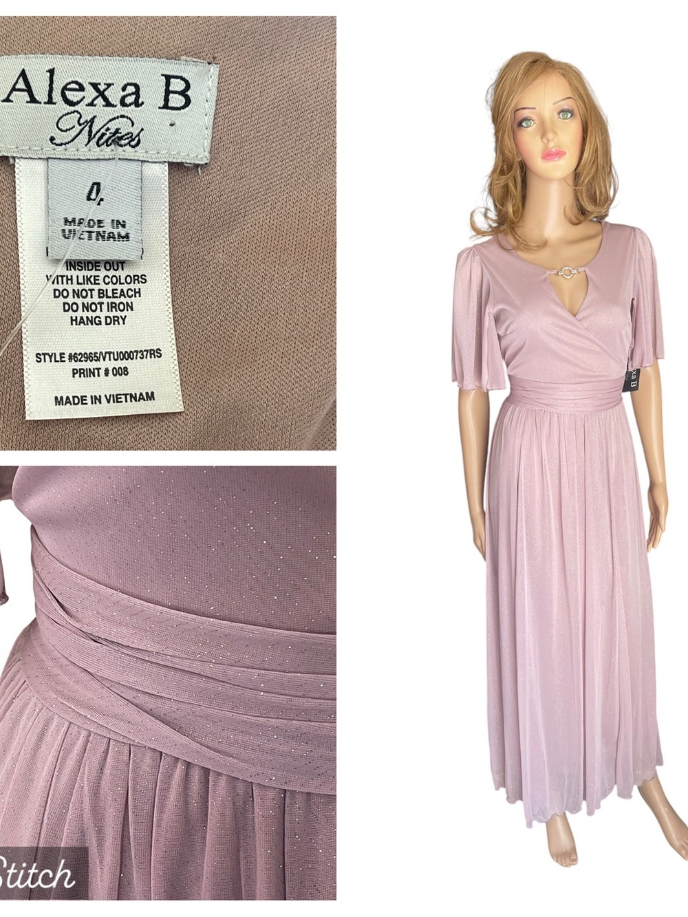 Alexa B Nites Women's Pink Sparkle Shimmery Maxi Dress size 4